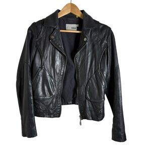 Doma| Women’s Jet Black Leather Biker Jacket-Size S
